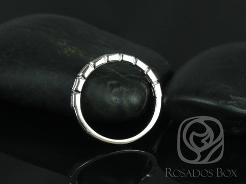 Rosados Box Rihani 14kt Gold Thin Horizontal Baguette WITH Milgrain Diamond HALFWAY Eternity Band - Rosados Box