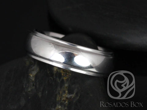 Robert 7mm Cobalt Raised Edge Half Round High Finish Band - Rosados Box