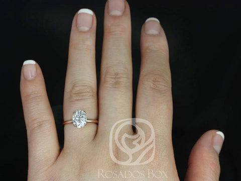 2ct Ready to Ship Dakota 9x7mm 14kt Rose Gold Forever One Moissanite Dainty Minimalist 4 Prong Oval Solitaire Engagement Ring