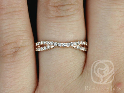 Bree 14kt Gold Curved Diamond Ring,Contoured Ring,Diamond Nesting Ring,Ring Guard,ShadowBand,Unique Wedding Ring,Anniversary Gift,