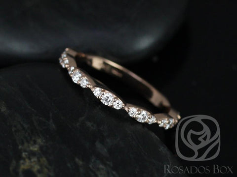 Penny 14kt Rose Gold Diamond ALMOST Eternity Ring,Scalloped Eternity Ring,Unique Diamond Ring,Art Deco Band,Diamond Wedding Ring,Anniversary