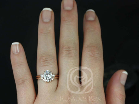 2ct Gloria 9x7mm & Rayna 1.0 14kt Gold Moissanite Diamond 3 Stone Oval Bridal Set,Three Stone Ring,Oval Engagement Ring,Unique Oval Ring