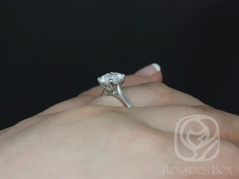 2ct Piper 8mm 14kt White Gold Moissanite Minimalist Dainty Round Solitaire Engagement Ring