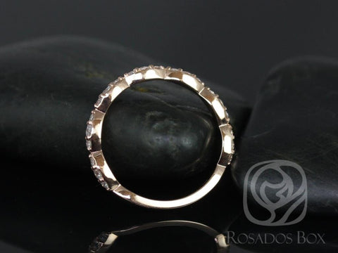 Penny 14kt Rose Gold Diamond ALMOST Eternity Ring,Scalloped Eternity Ring,Unique Diamond Ring,Art Deco Band,Diamond Wedding Ring,Anniversary