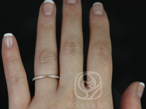 Marla 14kt Rose Gold Cinched WITHOUT Milgrain Diamond HALFWAY Eternity Ring