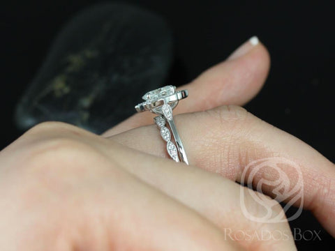 1.50ct Mae 8x6mm & Christie 14kt Moissanite Diamond Art Deco Unique Oval Halo Bridal Set,Oval Halo Ring,Unique Engagement Ring,Anniversary