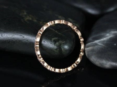 Rosados Box Ready to Ship Ultra Petite Gwen 14kt Rose Gold Dainty Vintage WITH Milgrain Diamond FULL Eternity Band Stack Ring