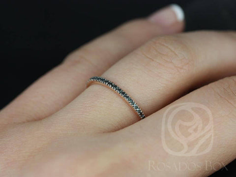 Rosados Box Ready to Ship Ninette 14kt WHITE Gold Ultra Thin Black Diamond FULL Eternity Band