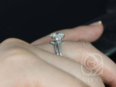 2ct Gloria 9x7mm 14kt Moissanite Diamonds Dainty Minimalist 3 Stone Oval Bridal Set,Three Stone Ring,Oval Wedding Rings,Anniversary Gift