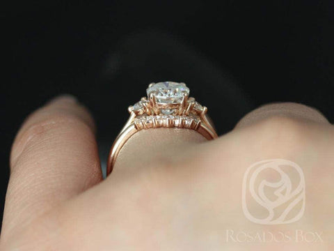 2ct Gloria 9x7mm & Rayna 1.0 14kt Gold Moissanite Diamond 3 Stone Oval Bridal Set,Three Stone Ring,Oval Engagement Ring,Unique Oval Ring