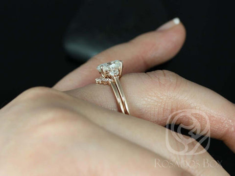 2ct Gloria 9x7mm & Rayna 1.0 14kt Gold Moissanite Diamond 3 Stone Oval Bridal Set,Three Stone Ring,Oval Engagement Ring,Unique Oval Ring