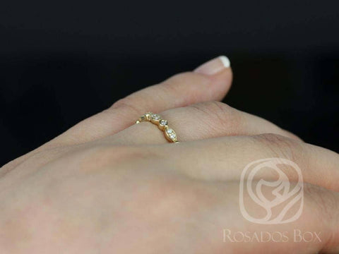 14kt Yellow Gold Ready to Ship Matching Band to Quinn Diamonds WITHOUT Milgrain Pave Art Deco HALFWAY Eternity Ring Ring - Rosados Box