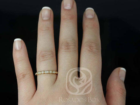 14kt Yellow Gold Ready to Ship Matching Band to Quinn Diamonds WITHOUT Milgrain Pave Art Deco HALFWAY Eternity Ring Ring - Rosados Box