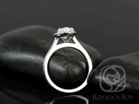 1.50ct Julie 9x6mm 14kt White Gold Forever One Moissanite Diamond Minimalist Dainty Pear Halo Ring,Pear Engagement Ring - Rosados Box
