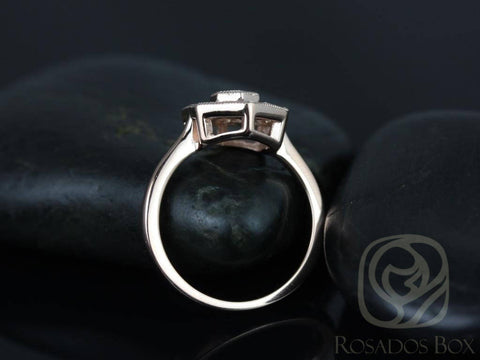 Ready to Ship Mosaic Grande 14kt Rose Gold Art Deco Hexagon WITH Milgrain Diamonds Unique Cluster Ring - Rosados Box
