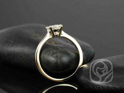 1.50ct Delia 8x6mm 14kt Gold Moissanite Low Cathedral Oval Solitaire Ring - Rosados Box