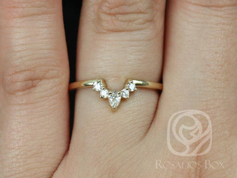 Ready to Ship Liza 14kt Yellow Gold Matching Band to Delia 8x6mm,Diamond Nesting Ring,Contoured Ring,Unique Wedding Ring,Anniversary Gift