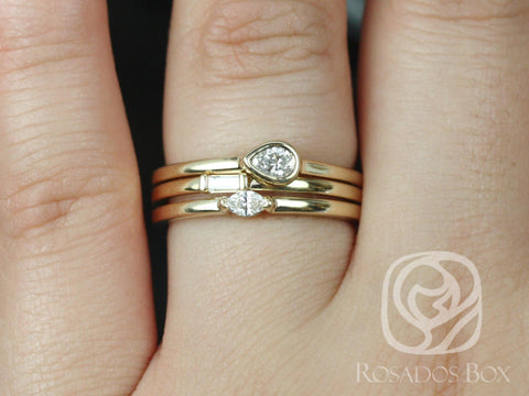 Ready to Ship Full House 14kt Gold Diamond Stacking Ring Set - Rosados Box