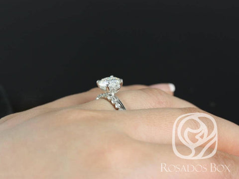 2ct Sandra 8mm & Petite Naomi 14kt Moissanite Diamond Round Solitaire Bridal Set - Rosados Box
