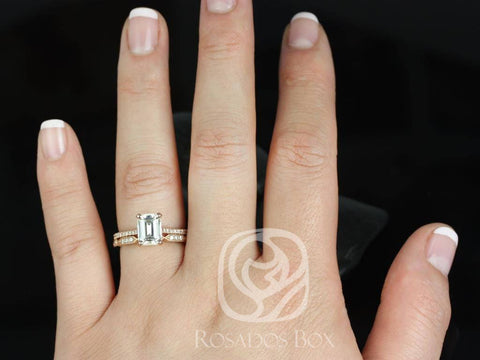 1.75ct Wilma 8x6mm & Stella 14kt GoldEmerald Moissanite Diamonds Bridal Set - Rosados Box