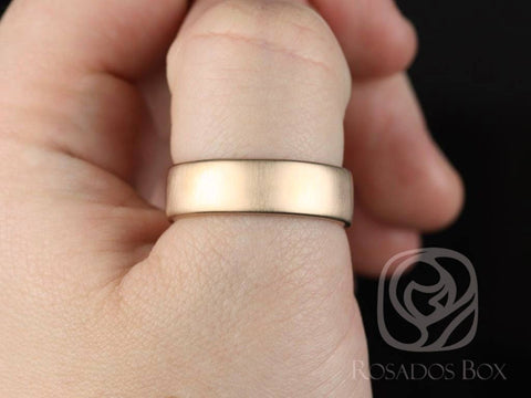 Dax 7mm 14kt Gold Matte or High Finish Rounded Pipe Ring - Rosados Box