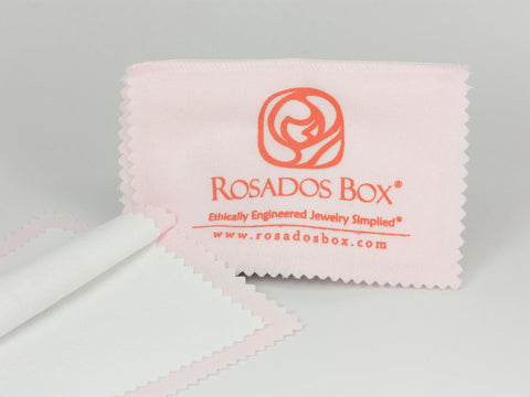 Non-Toxic Biodegradable Jewelry Cleaner Jar & Polishing Cloth Set - Rosados Box