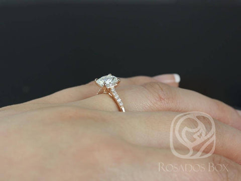 Mila 7mm 14kt Rose Gold Cushion F1- Moissanite Solitaire Diamonds Engagement Ring - Rosados Box