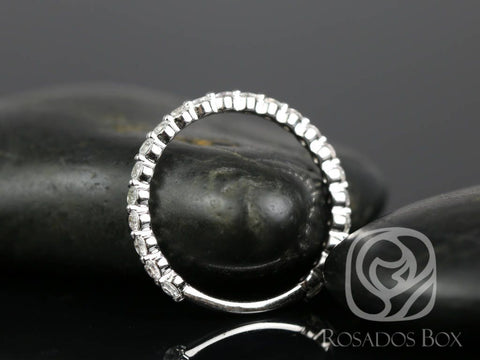 DIAMOND FREE Petite Naomi 14kt Gold White Sapphire Minimalist Dainty ALMOST Eternity Ring - Rosados Box