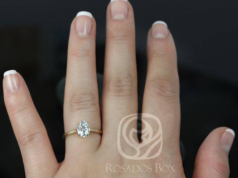 1.50ct Delia 8x6mm 14kt Gold Moissanite Low Cathedral Oval Solitaire Ring - Rosados Box