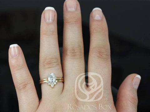 Delia 8x6mm & Liza 1.0 14kt Yellow Gold Oval Forever One Moissanite Diamond Extra Low Bridal Set