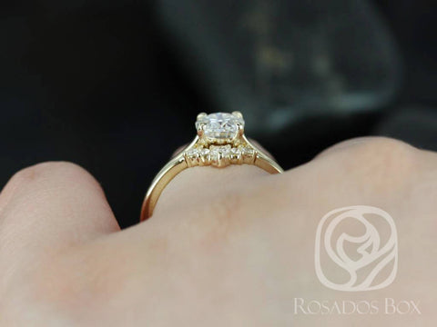 Delia 8x6mm & Liza 1.0 14kt Yellow Gold Oval Forever One Moissanite Diamond Extra Low Bridal Set