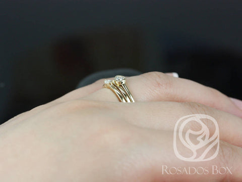 Ready to Ship Full House 14kt Gold Diamond Stacking Ring Set - Rosados Box