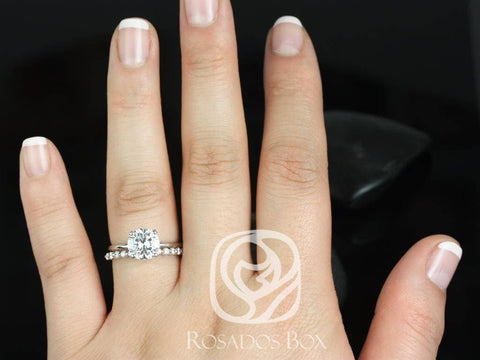 2ct Sandra 8mm & Petite Naomi 14kt Moissanite Diamond Round Solitaire Bridal Set - Rosados Box