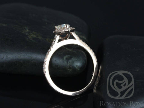 Ready to Ship Tabitha 7x5mm 14kt Solid YELLOW Gold White Sapphire Diamonds Dainty Pave Pear Halo Ring,Sapphire Engagement Ring - Rosados Box