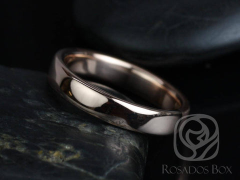 Dax 4mm 14kt Rose Gold Rounded Pipe Matte or High Finish Band (Chic Classics Collection)