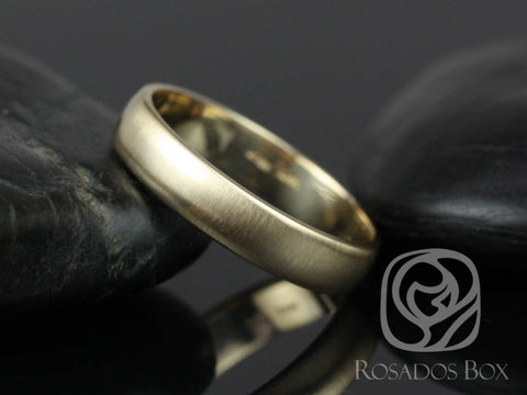 Rosados Box Steve 4mm 14kt Yellow Gold Oval Plain Non-Comfort Fit Matte or High Finish Band (Chic Classics Collection)