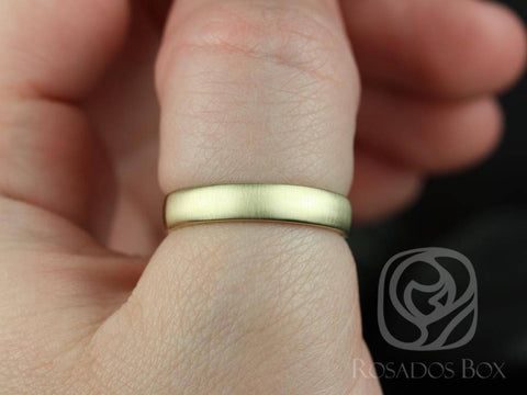 Rosados Box Steve 4mm 14kt Yellow Gold Oval Plain Non-Comfort Fit Matte or High Finish Band (Chic Classics Collection)