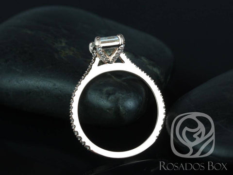 1.75ct Wilma 8x6mm 14kt Gold Emerald Moissanite Diamond Engagement Ring - Rosados Box