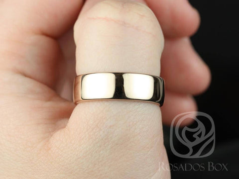 Dax 7mm 14kt Gold Matte or High Finish Rounded Pipe Ring - Rosados Box