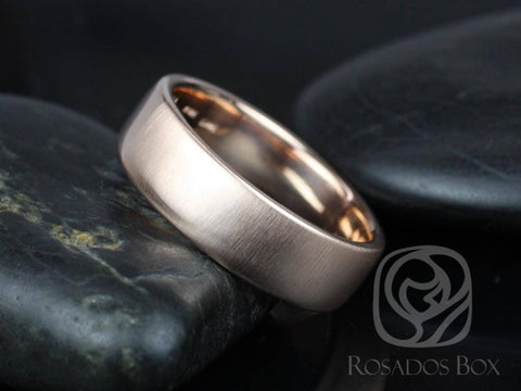 Dax 7mm 14kt Gold Matte or High Finish Rounded Pipe Ring - Rosados Box