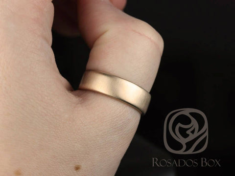 Dax 7mm 14kt Gold Matte or High Finish Rounded Pipe Ring - Rosados Box