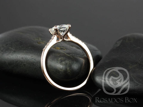 Mila 7mm 14kt Rose Gold Cushion F1- Moissanite Solitaire Diamonds Engagement Ring - Rosados Box