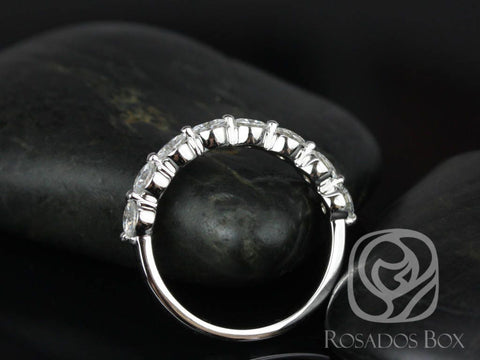 Naomi 3.5mm 14kt Forever One Moissanite Dainty Single Prong HALFWAY Eternity Ring - Rosados Box