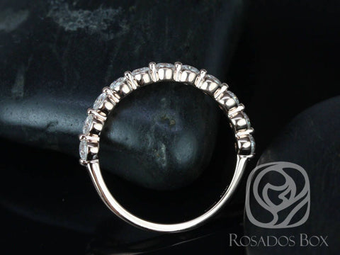 DIAMOND FREE Naomi 2.5mm 14kt Gold Moissanite Minimal HALFWAY Eternity Ring - Rosados Box