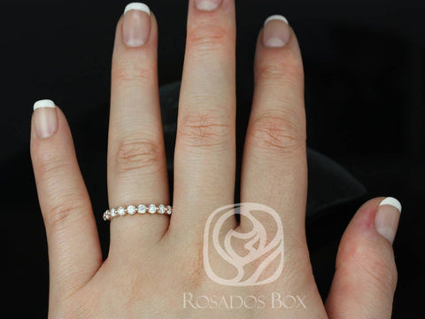DIAMOND FREE Naomi 2.5mm 14kt Gold Moissanite Minimal HALFWAY Eternity Ring - Rosados Box