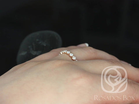 DIAMOND FREE Naomi 2.5mm 14kt Gold Moissanite Minimal HALFWAY Eternity Ring - Rosados Box