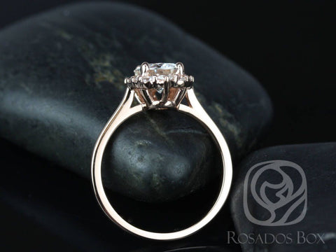 1.25ct Eluma 7mm 14kt Gold Moissanite Diamonds Scalloped Graduated Unique Halo Ring - Rosados Box