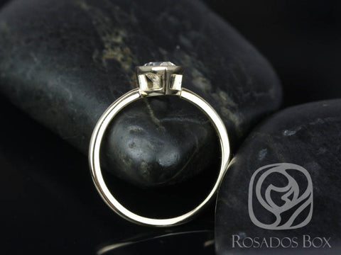 Isla 7x5mm 14kt Gold White Sapphire Bezel Pear Solitaire Ring - Rosados Box