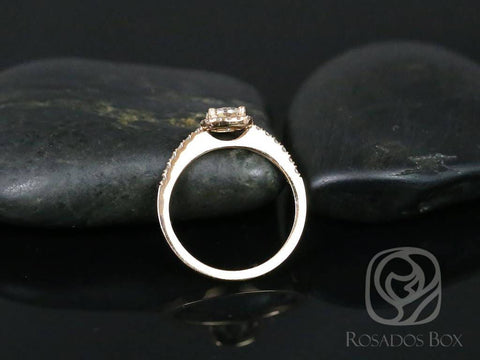 1/2ct Barra 14kt Gold Round Diamond Cushion Halo Ring - Rosados Box