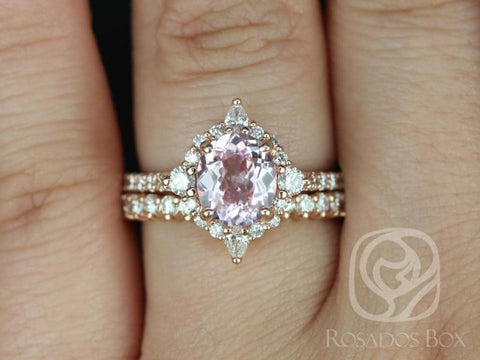 1.86cts Ready to Ship Jadis 14kt Rose Gold Blush Champagne Spinel Diamonds Polaris Halo Bridal Set - Rosados Box